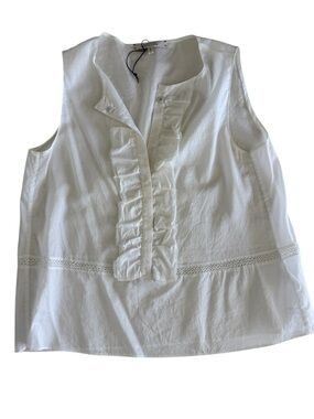 Dorothee Schumacher Sleeveless White Ruffle Front Women's Top